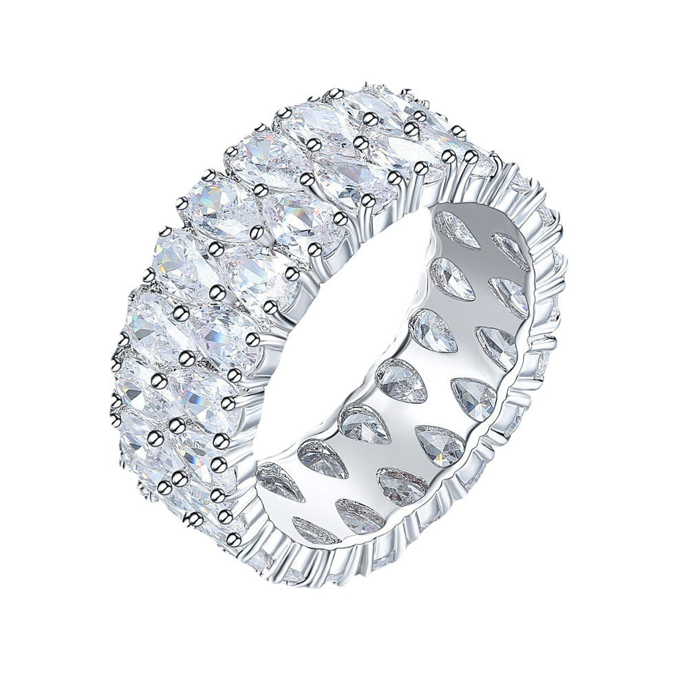 Wholesale White Diamond Zircon Gold Plated Copper Rings